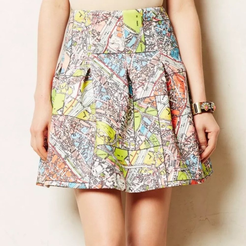 Maeve Carte Neoprene Map of Paris Mini Skirt